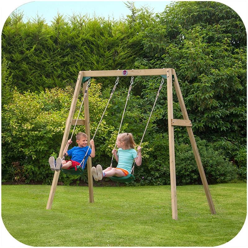 Plum® Double Wooden Swing Set