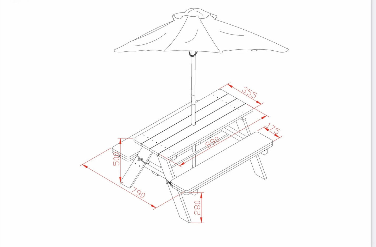 Children’s Picnic Table with Umbrella