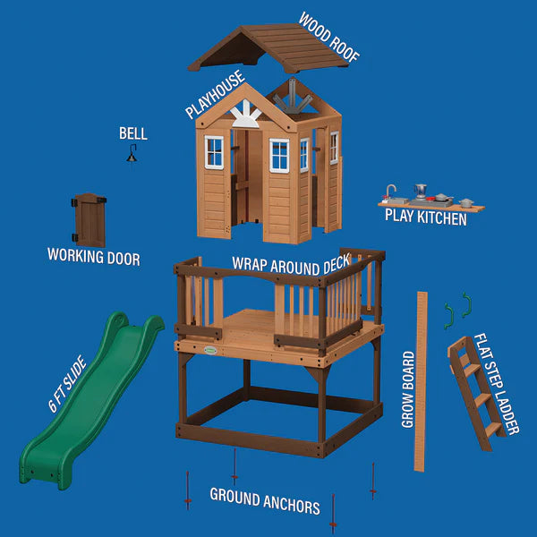 Backyard Discovery Echo Heights Cubby  House with Slide