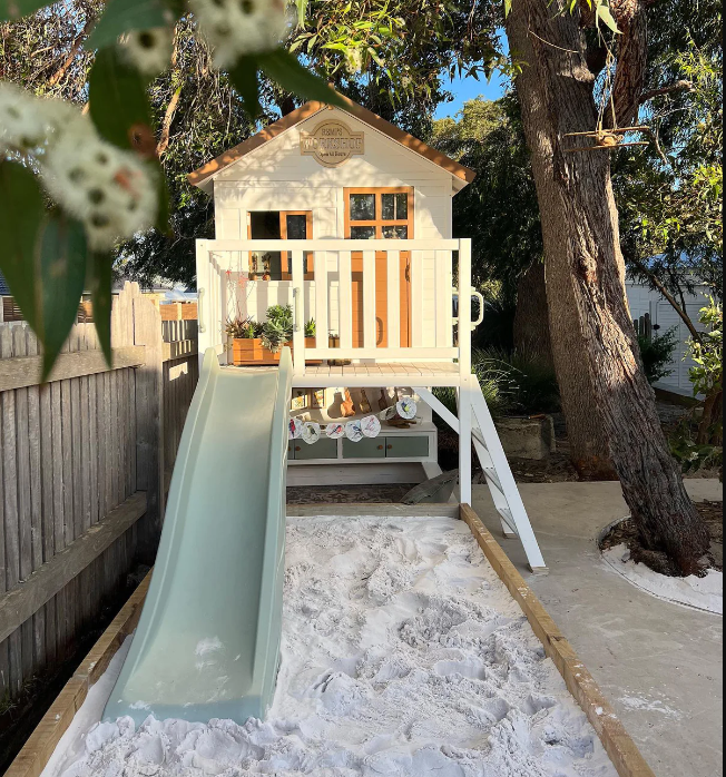 Small cubby house with slide on sale