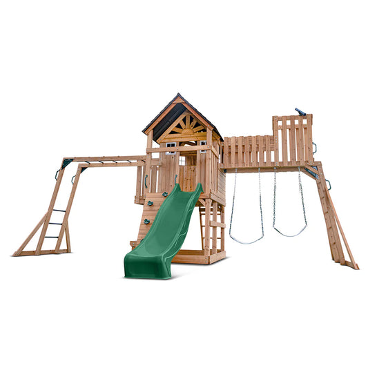 Kensington Play Centre & Swing Set (Green Slide)