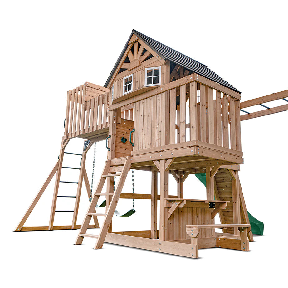 Kensington Play Centre & Swing Set (Green Slide)