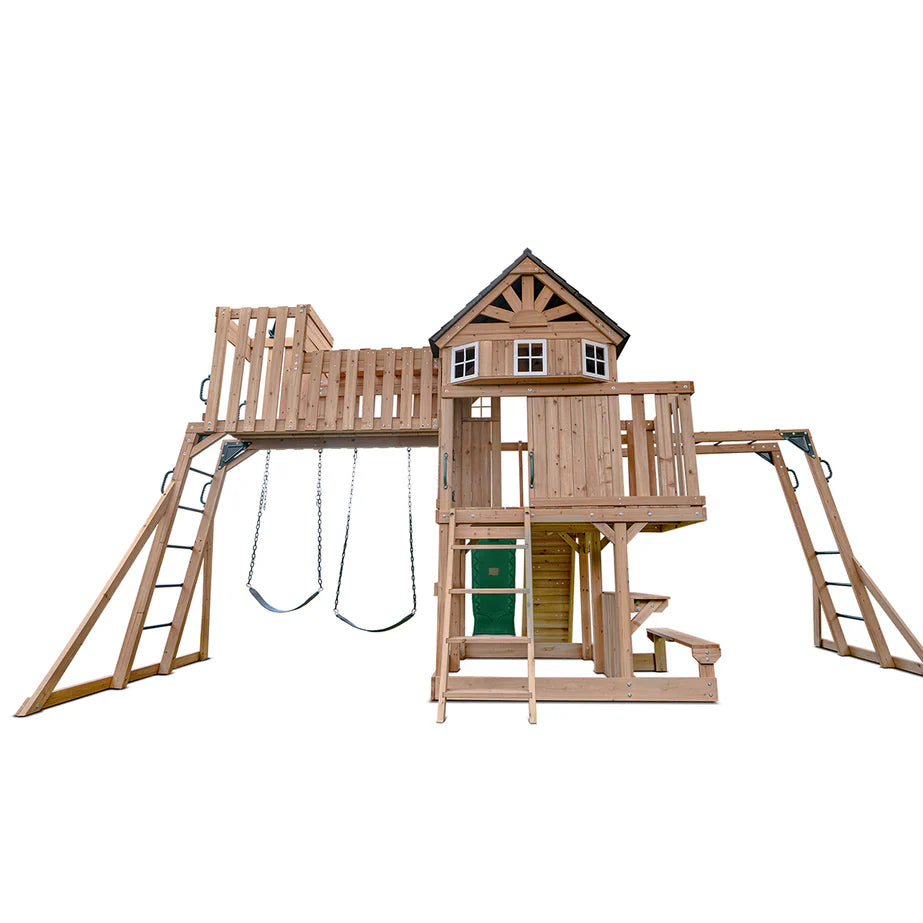 Kensington Play Centre & Swing Set (Green Slide)