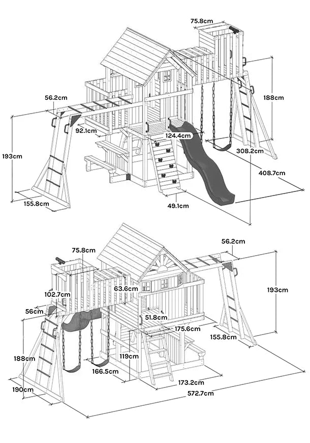 Kensington Play Centre & Swing Set (Green Slide)