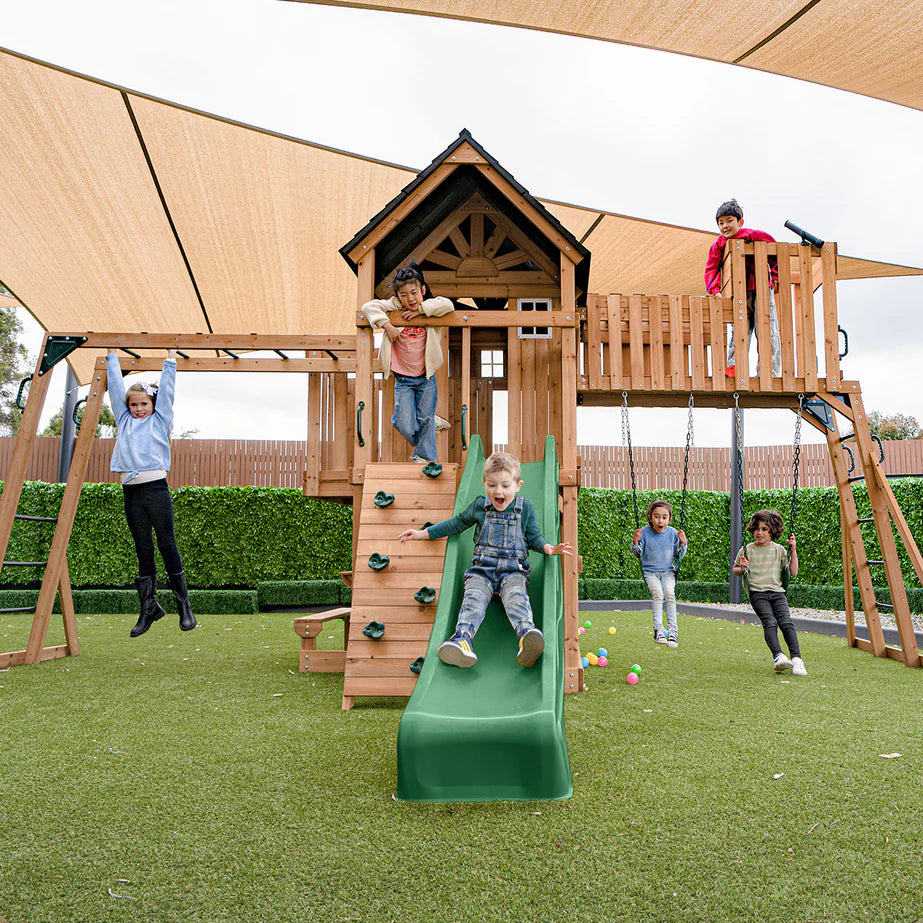 Kensington Play Centre & Swing Set (Green Slide)