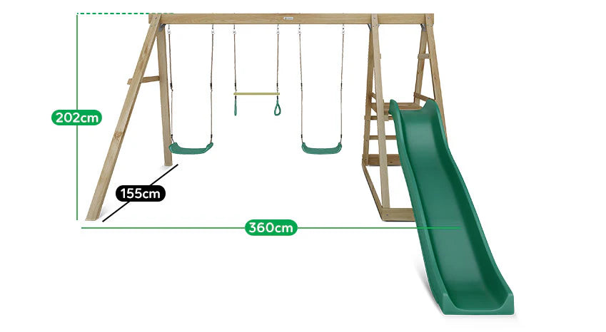 Winston 4-Station Timber Swing Set with Green Slide