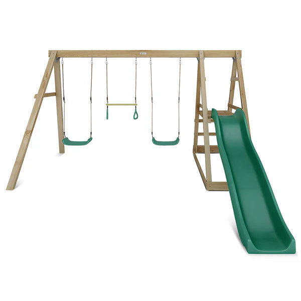 Winston 4-Station Timber Swing Set with Green Slide